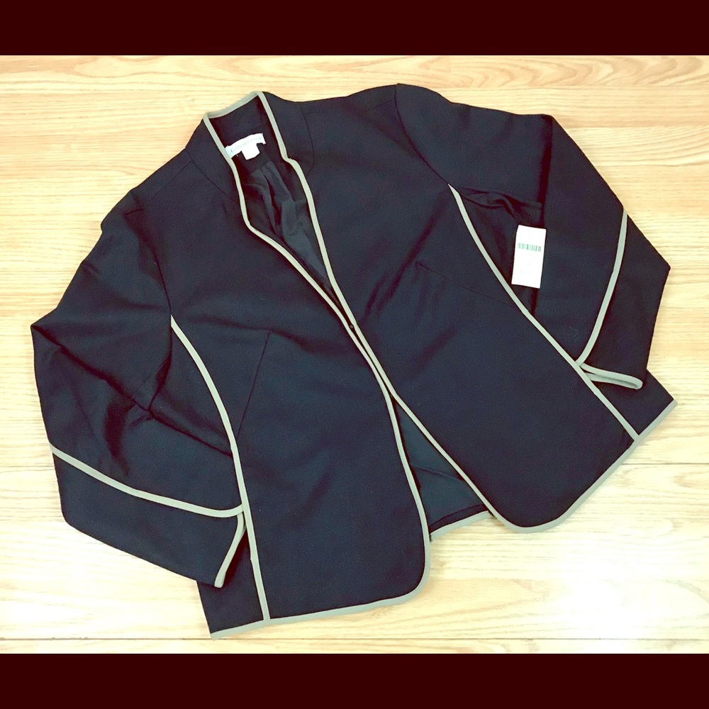 Coldwater Creek Piped Faille Jacket Blazer Petite
